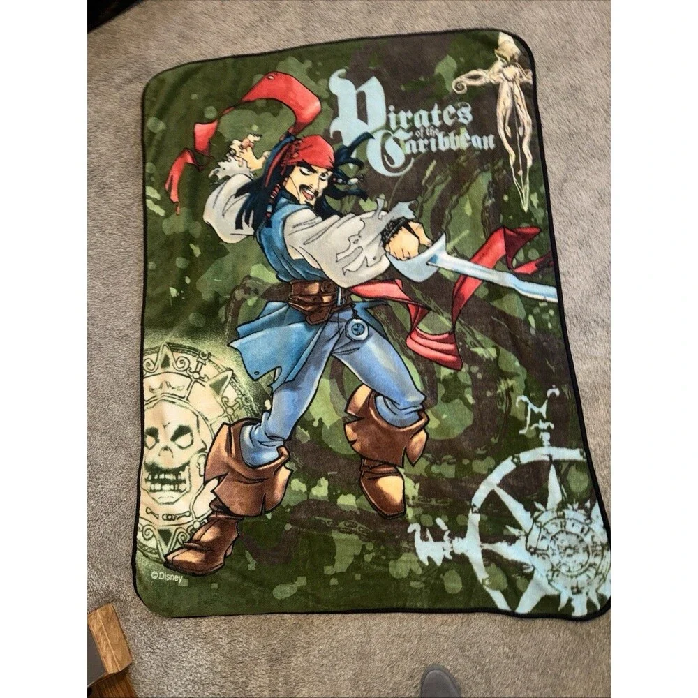 Disney Pirates of the Caribbean Jack Sparrow Throw Blanket 48 X 60” Fleece
